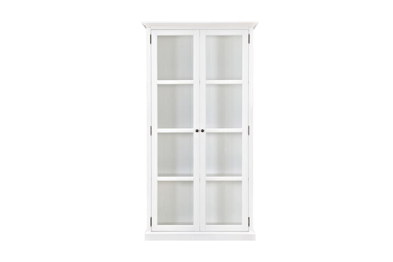 Hampton Vitrineskap 100 cm 3 Hyller 2 Dører - Hvit - Oppbevaring - Skap - Vitrineskap
