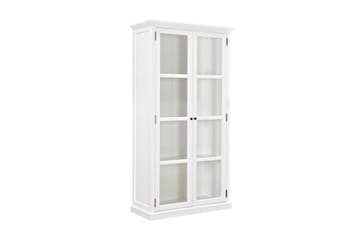 Hampton Vitrineskap 100 cm 3 Hyller 2 Dører - Hvit - Oppbevaring - Skap - Vitrineskap