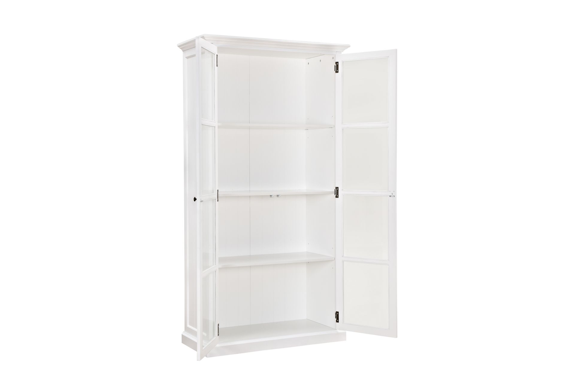 Hampton Vitrineskap 100 cm 3 Hyller 2 Dører - Hvit - Oppbevaring - Skap - Vitrineskap