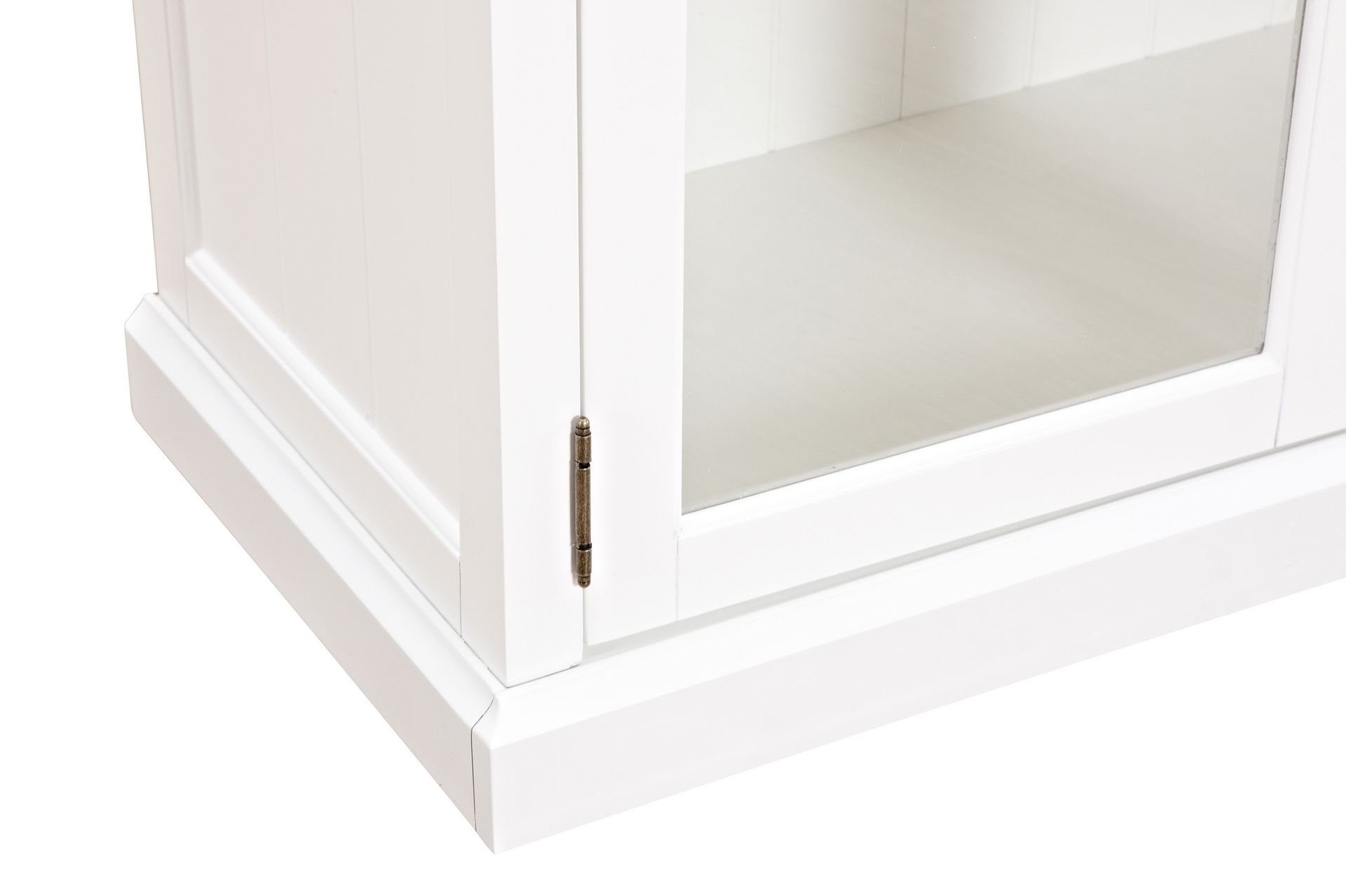 Hampton Vitrineskap 100 cm 3 Hyller 2 Dører - Hvit - Oppbevaring - Skap - Vitrineskap