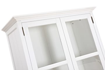 Hampton Vitrineskap 100 cm 3 Hyller 2 Dører - Hvit - Oppbevaring - Skap - Vitrineskap
