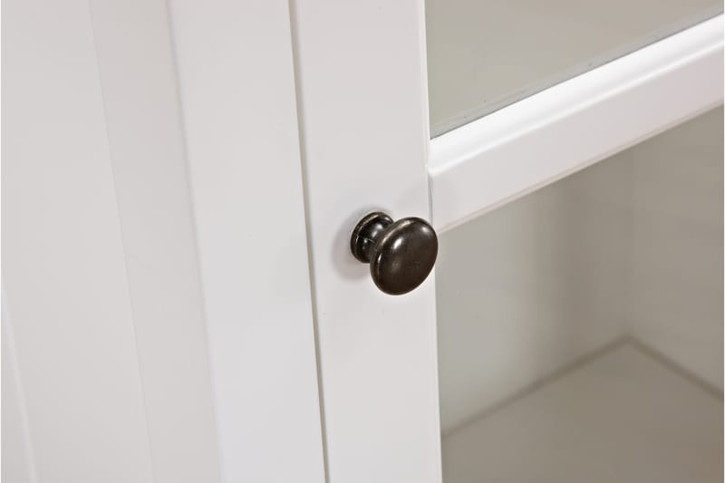 Hampton Vitrineskap 70 cm 3 Hyller Dør - Hvit - Oppbevaring - Skap - Vitrineskap
