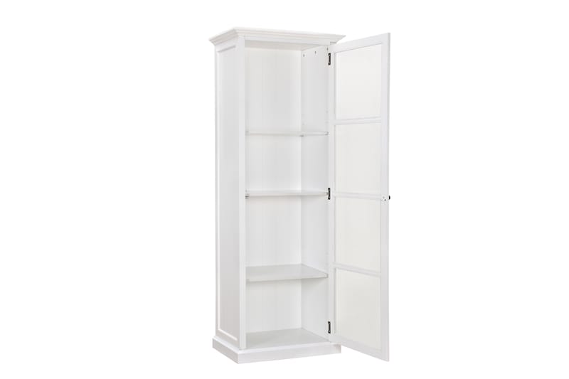 Hampton Vitrineskap 70 cm 3 Hyller Dør - Hvit - Oppbevaring - Skap - Vitrineskap