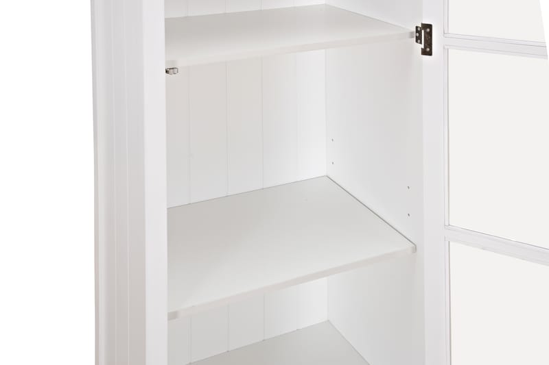 Hampton Vitrineskap 70 cm 3 Hyller Dør - Hvit - Oppbevaring - Skap - Vitrineskap