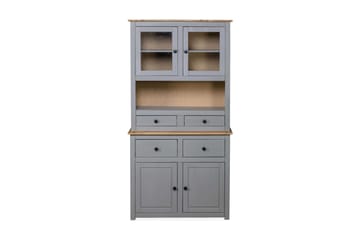 Highboard grå 93x40,5x180 cm heltre furu Panama Range - Grå - Oppbevaring - Skap - Vitrineskap