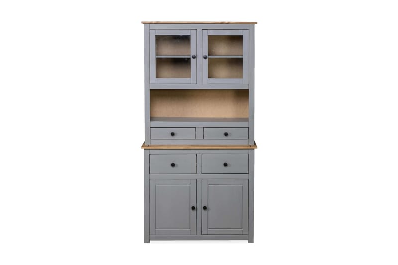 Highboard grå 93x40,5x180 cm heltre furu Panama Range - Grå - Vitrineskap