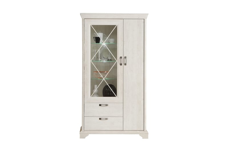 Hurlston Vitrineskap 113 cm - Hvit - Oppbevaring - Skap - Vitrineskap