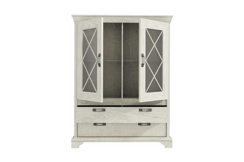 Hurlston Vitrineskap 123 cm - Hvit - Oppbevaring - Skap - Vitrineskap