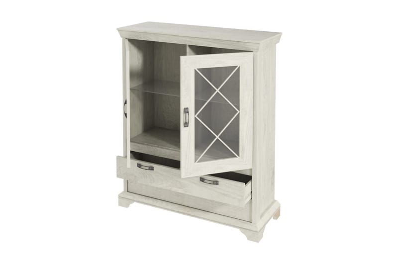 Hurlston Vitrineskap 123 cm - Hvit - Oppbevaring - Skap - Vitrineskap