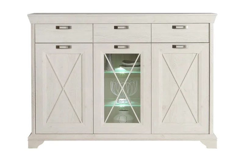 Hurlston Vitrineskap 178 cm - Hvit - Oppbevaring - Skap - Vitrineskap