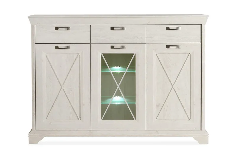 Hurlston Vitrineskap 178 cm, Hvit