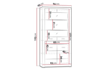Indianapolis Vitrineskap 96x42x192 cm - Brun - Oppbevaring - Skap - Vitrineskap