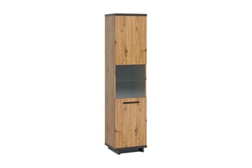 Ines Vitrineskap 40x51 cm LED-belysning - Eik/Svart - Oppbevaring - Skap - Vitrineskap