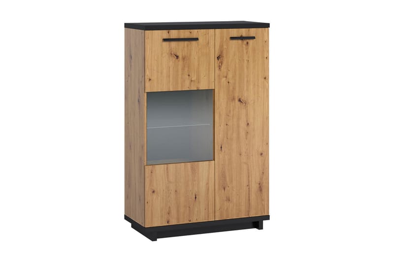 Ines Vitrineskap 40x90 cm, Eik/Svart