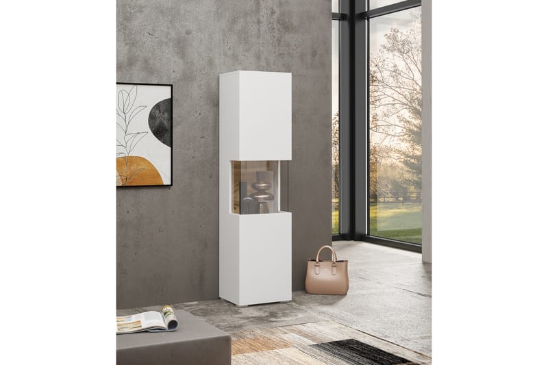 Jestine Vitrineskap 140 cm - Hvit - Oppbevaring - Skap - Vitrineskap