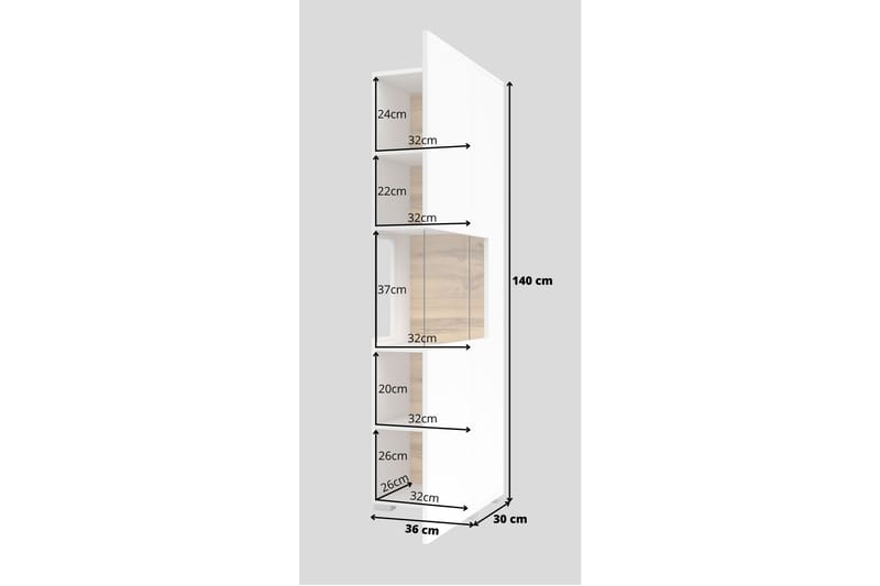 Jestine Vitrineskap 140 cm - Hvit - Oppbevaring - Skap - Vitrineskap