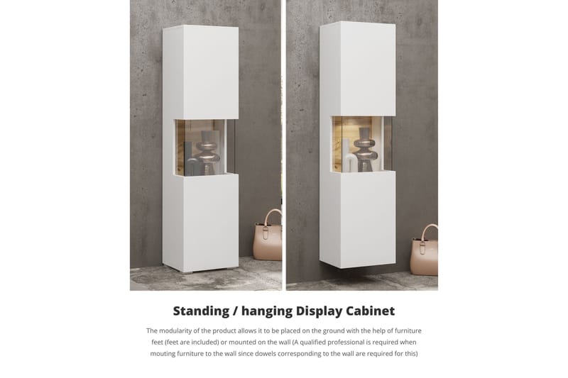 Jestine Vitrineskap 140 cm - Hvit - Oppbevaring - Skap - Vitrineskap