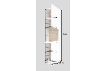 Jestine Vitrineskap 140 cm - Hvit - Oppbevaring - Skap - Vitrineskap