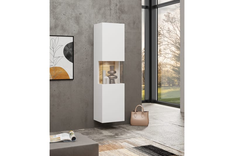 Jestine Vitrineskap 140 cm - Hvit - Oppbevaring - Skap - Vitrineskap