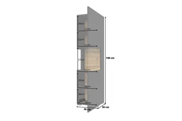 Jestine Vitrineskap 140 cm - Svart - Oppbevaring - Skap - Vitrineskap