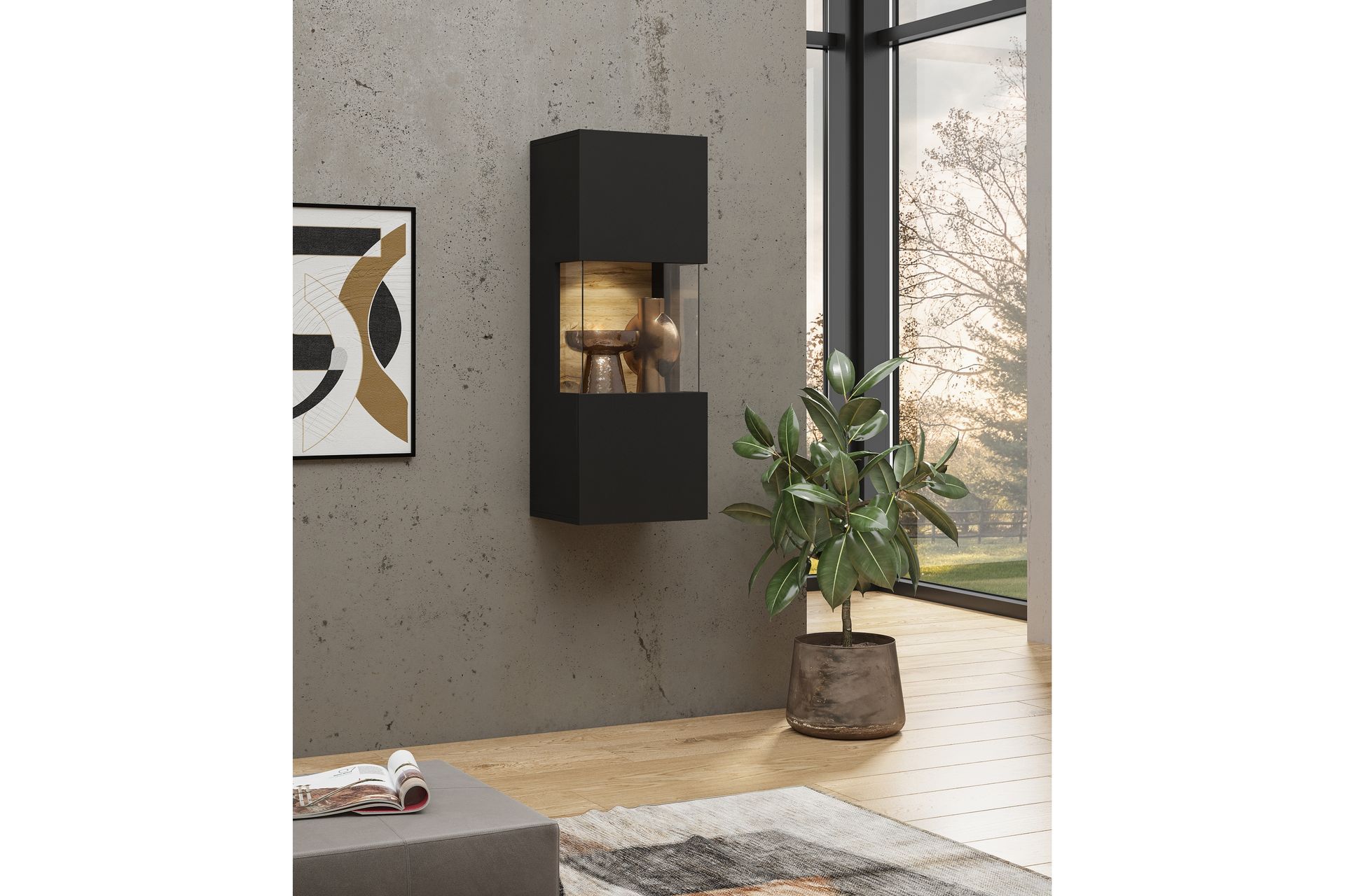 Jestine Vitrineskap 95 cm - Svart - Oppbevaring - Skap - Vitrineskap