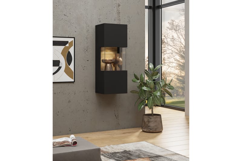 Jestine Vitrineskap 95 cm - Svart - Oppbevaring - Skap - Vitrineskap