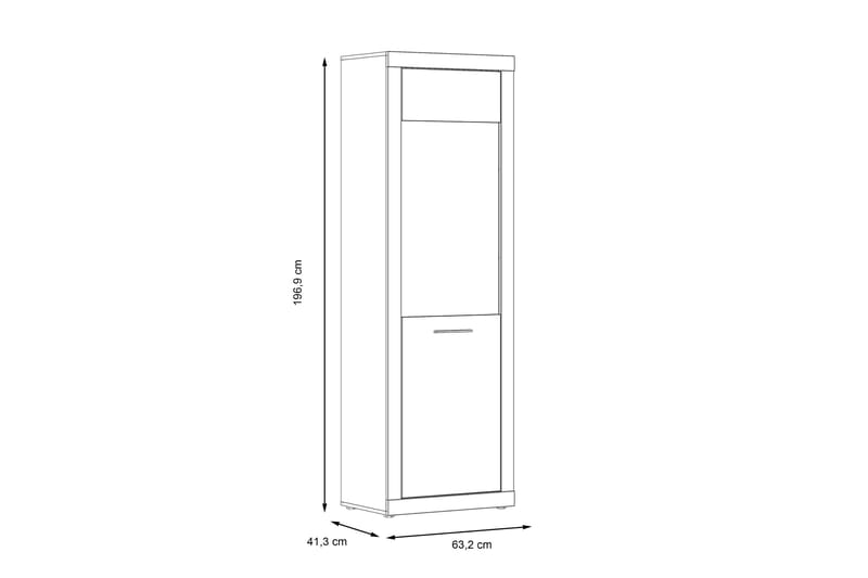 Kranea Vitrineskap 41x63 cm - Grå/Hvit - Oppbevaring - Skap - Vitrineskap