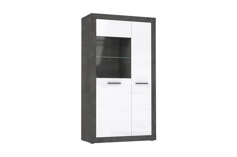 Kranea Vitrineskap 41x93 cm - Grå/Hvit - Oppbevaring - Skap - Vitrineskap