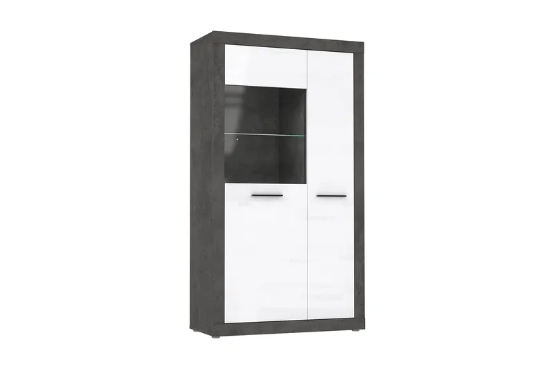 Kranea Vitrineskap 41x93 cm, Grå/Hvit