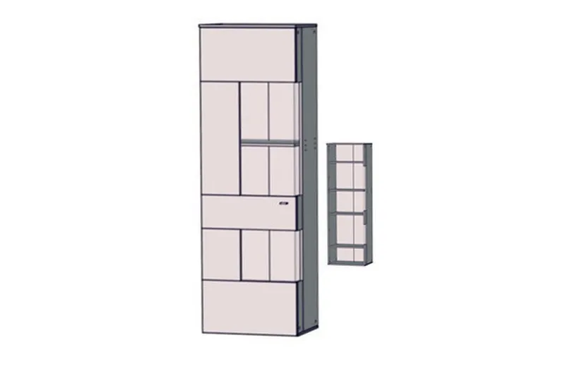 Lianne Vitrineskap inkl. Belysning, Eik/Grå