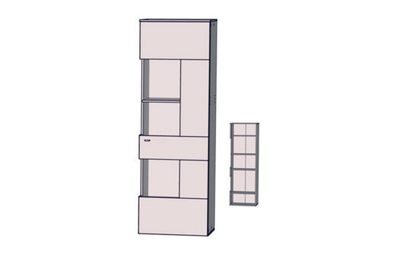 Lianne Vitrineskap inkl. Belysning - Eik/Grå - Oppbevaring - Skap - Vitrineskap