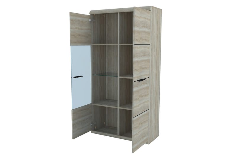 Link Vitrineskap 80x37x158 cm - Beige / Grå - Oppbevaring - Skap - Vitrineskap