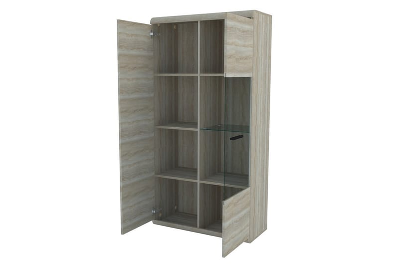 Link Vitrineskap 80x37x158 cm - Beige / Grå - Oppbevaring - Skap - Vitrineskap