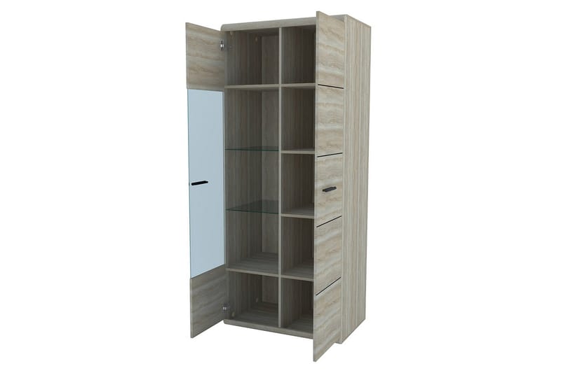 Link Vitrineskap 80x37x194 cm - Beige / Grå - Oppbevaring - Skap - Vitrineskap