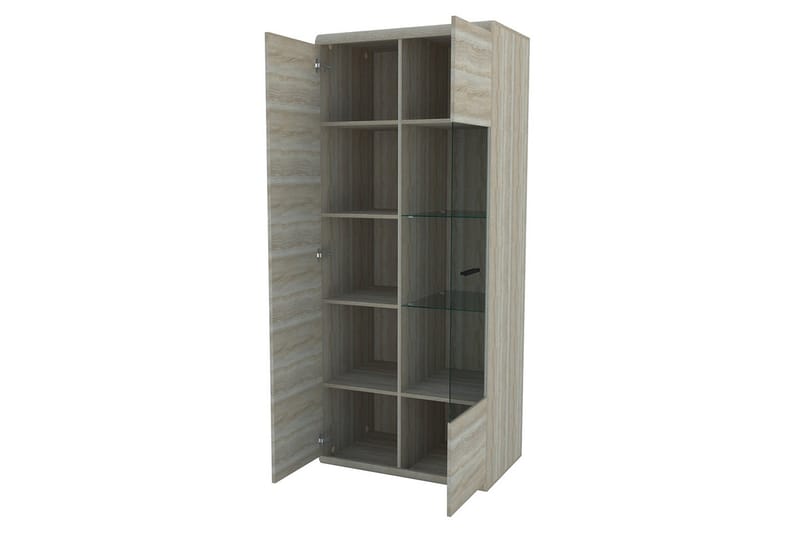 Link Vitrineskap 80x37x194 cm - Beige / Grå - Oppbevaring - Skap - Vitrineskap