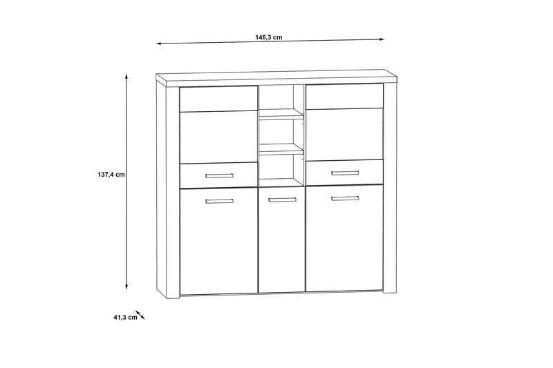Loannia Vitrineskap 41x146 cm - Brun - Oppbevaring - Skap - Vitrineskap