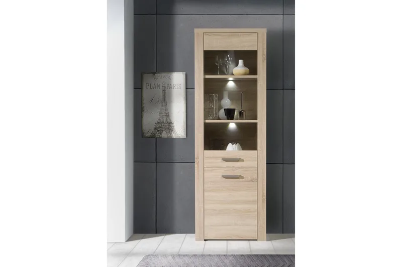 Loannia Vitrineskap 41x67 cm - Brun - Oppbevaring - Skap - Vitrineskap