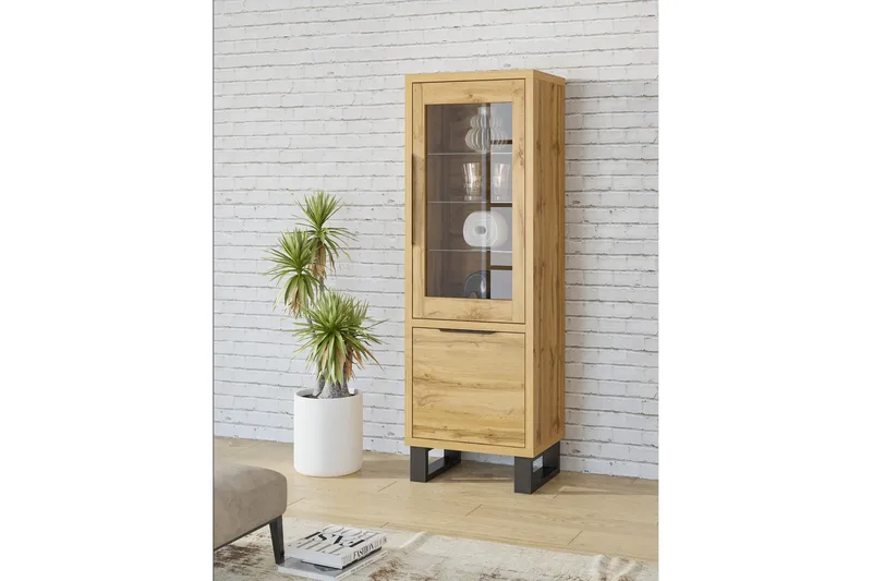 Malissa Vitrineskap 190 cm - Brun - Oppbevaring - Skap - Vitrineskap