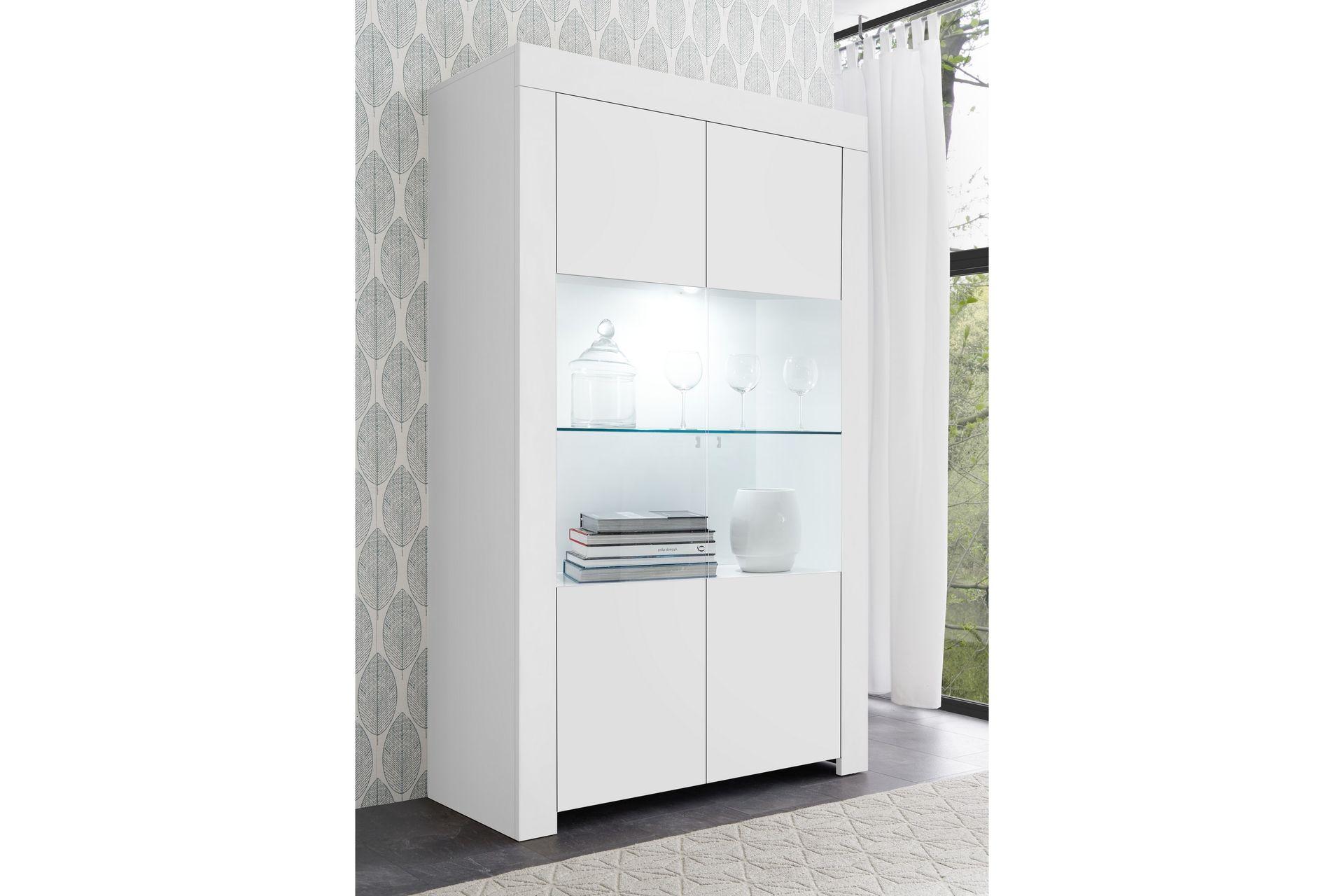 Midas Vitrineskap 110 cm - Hvit - Oppbevaring - Skap - Vitrineskap