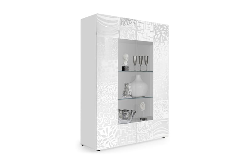 Mironne Vitrineskap 121 cm - Hvit - Oppbevaring - Skap - Vitrineskap