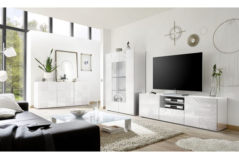 Mironne Vitrineskap 121 cm - Hvit - Oppbevaring - Skap - Vitrineskap