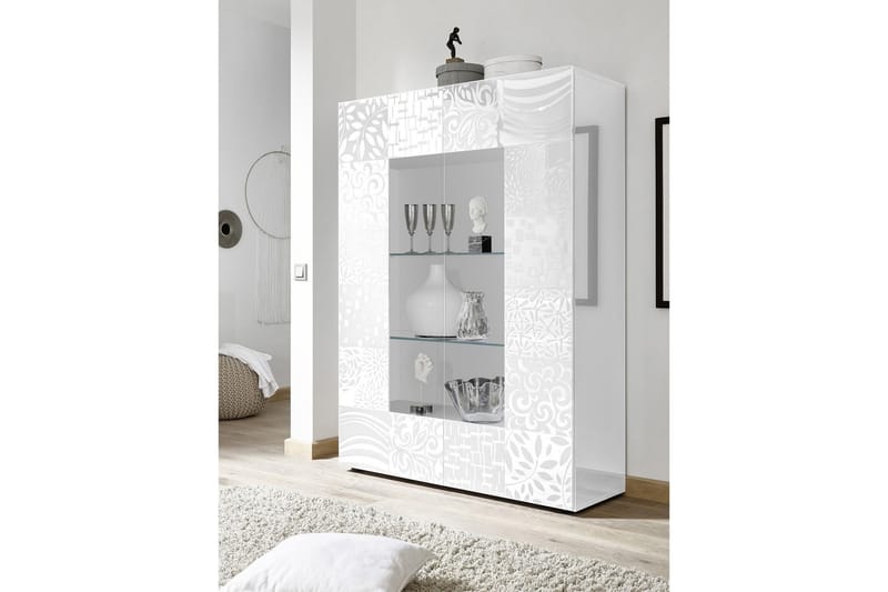 Mironne Vitrineskap 121 cm - Hvit - Oppbevaring - Skap - Vitrineskap
