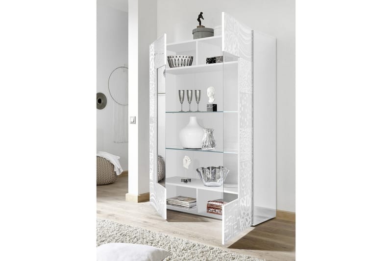 Mironne Vitrineskap 121 cm - Hvit - Oppbevaring - Skap - Vitrineskap