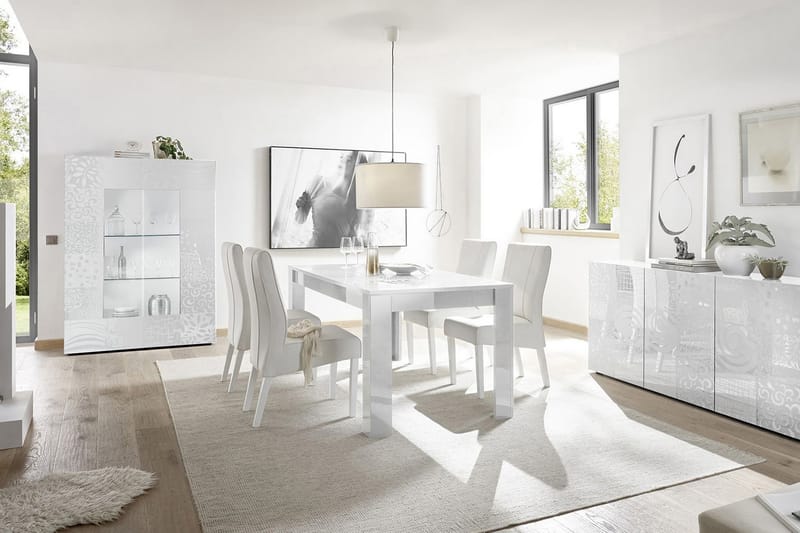 Mironne Vitrineskap 121 cm - Hvit - Oppbevaring - Skap - Vitrineskap