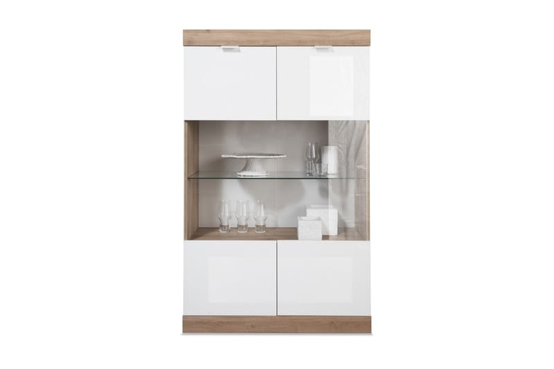 Nicery Vitrineskap 90 cm - Hvit/Brun - Oppbevaring - Skap - Vitrineskap