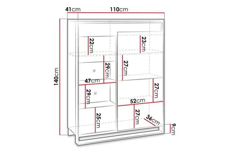Quant Vitrineskap 41x110 cm - Eik/Svart - Oppbevaring - Skap - Vitrineskap
