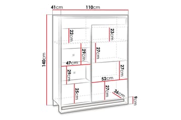 Quant Vitrineskap 41x110 cm - Eik/Svart - Oppbevaring - Skap - Vitrineskap