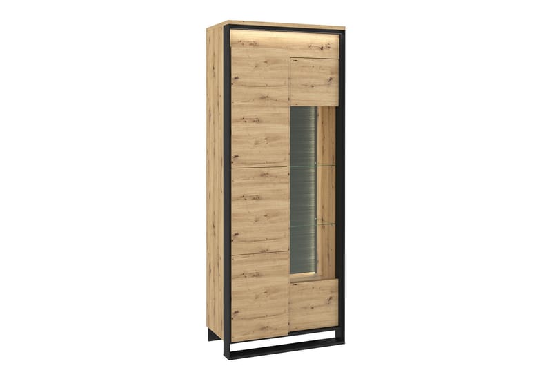 Quant Vitrineskap 41x76 cm - Eik/Svart - Oppbevaring - Skap - Vitrineskap