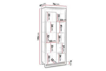 Quant Vitrineskap 41x76 cm - Eik/Svart - Oppbevaring - Skap - Vitrineskap