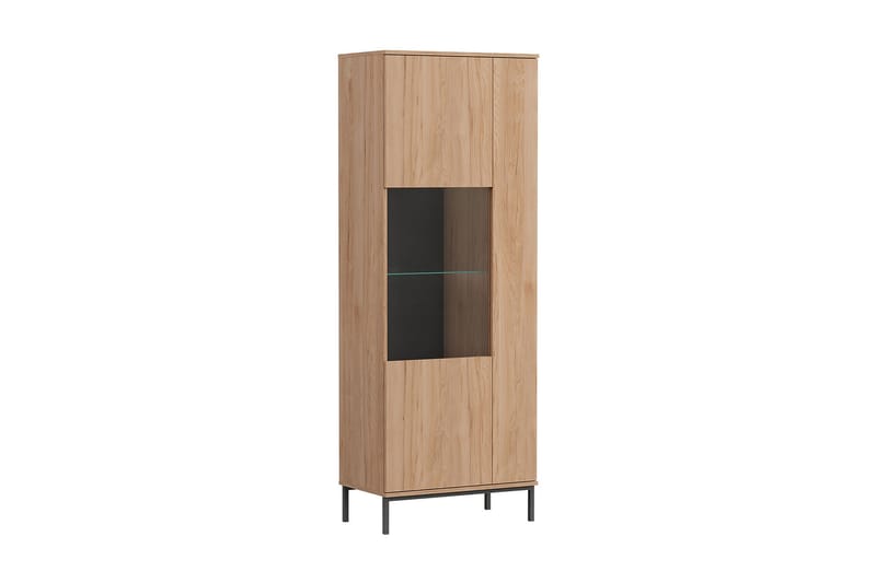 Querty Vitrineskap LED-belysning Hvit - Natur/Svart - Oppbevaring - Skap - Vitrineskap